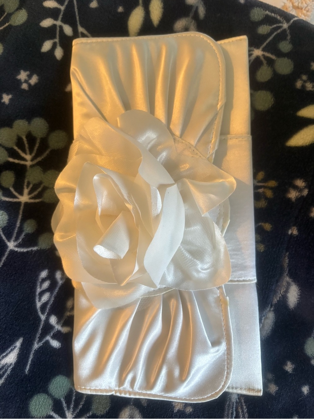 Lulu Townsend Ivory Satin Floral Clutch